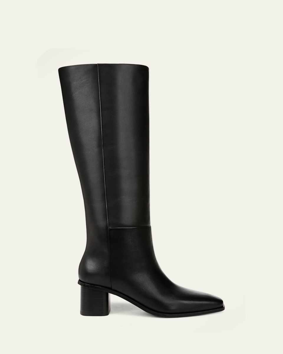 Gerrie Leather Square-Toe Knee Boots